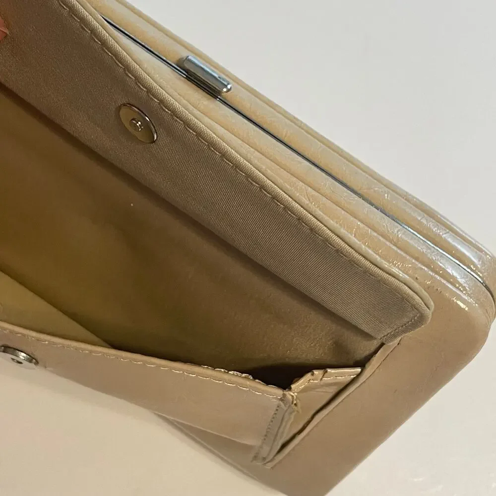 Cream Wallet with Turquoise & Silver Tone Cross